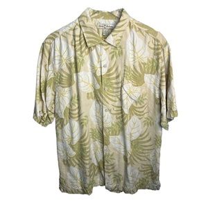 Tommy Bahama Mens Button Down Green Polo 100% Silk